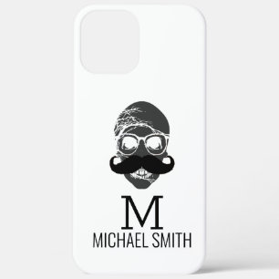 Funny Mustache Monogram iPhone 12 Pro Max Hoesje