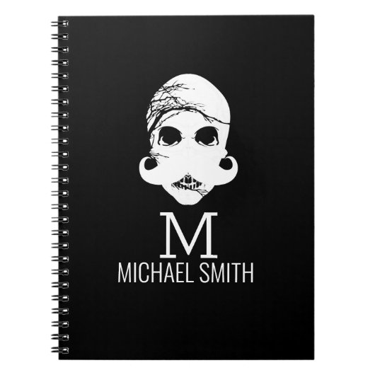 Funny Mustache Monogram Notitieboek (Voorkant)