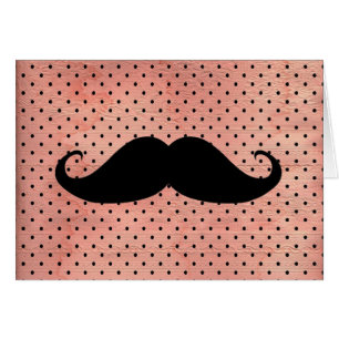 Funny mustache op Cute Pink Dot Background