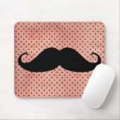 Funny mustache op Cute Pink Dot Background Muismat (Met muis)