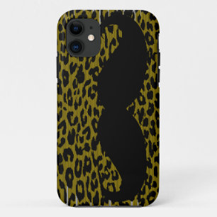 Funny Mustache op leopard Skin 3 iPhone 11 Hoesje