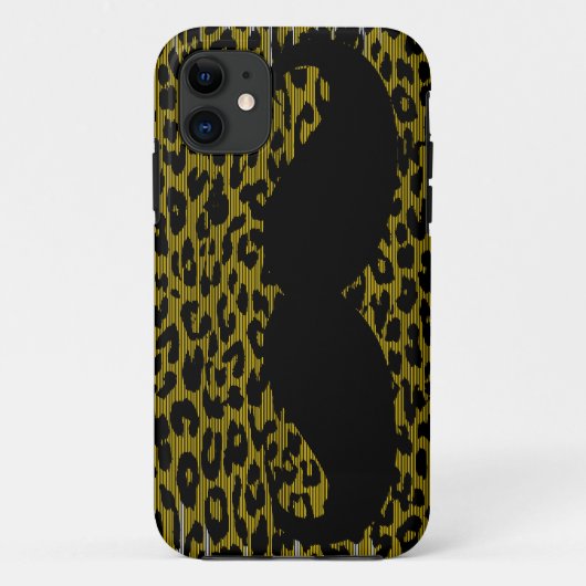 Funny Mustache op leopard Skin 3 Case-Mate iPhone Case (Achterkant)