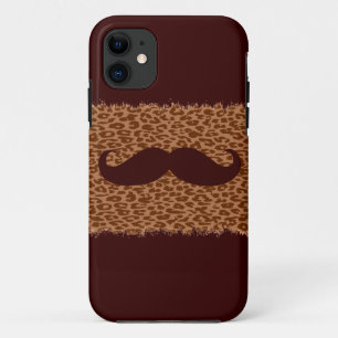 Funny Mustache op leopard Skin iPhone 11 Hoesje