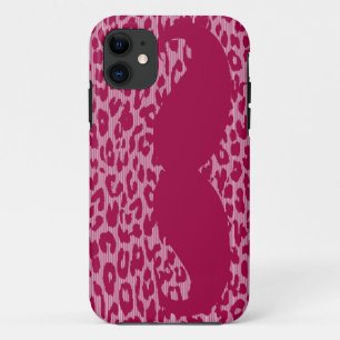 Funny Mustache op leopard Skin iPhone 11 Hoesje