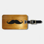 Funny Mustache over Shiny Wood Texture Background Bagagelabel (Voorkant horizontaal)