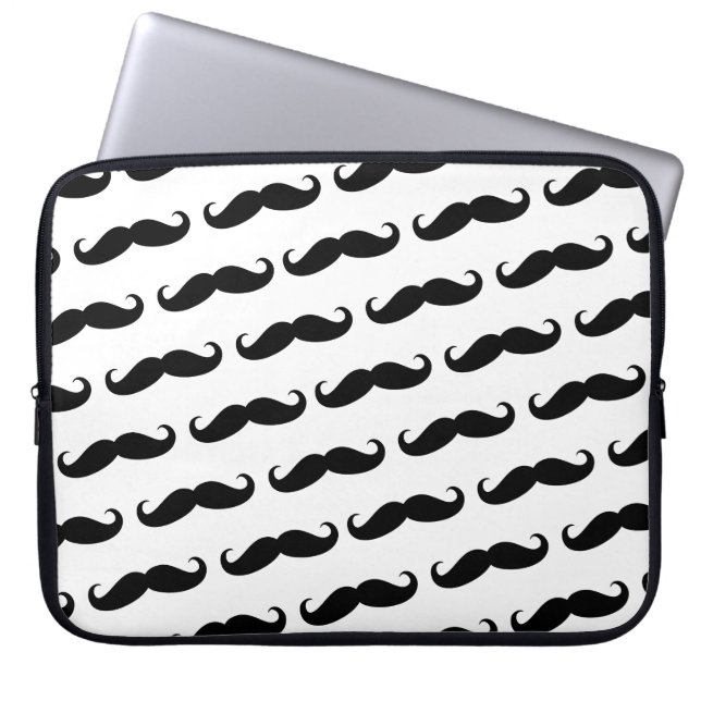 Funny mustache patroon laptop sleeve (Voorkant)