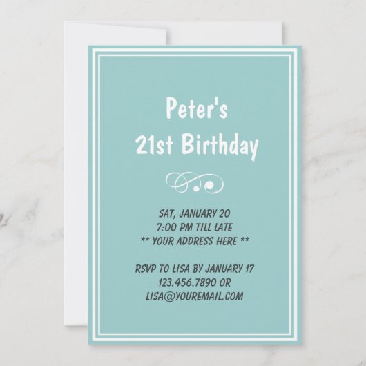 Funny Mustache Pug Birthday Party Invitation Kaart (Achterkant)