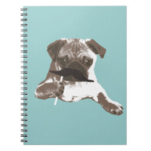 Funny Mustache Pug Notitieboek