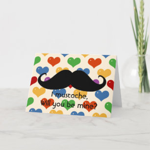 Funny mustache Valentijnsdag hipster hartkaart Feestdagen Kaart