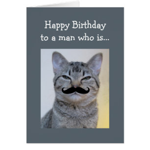 Funny Mustache voor een man dat Birthday Cat is