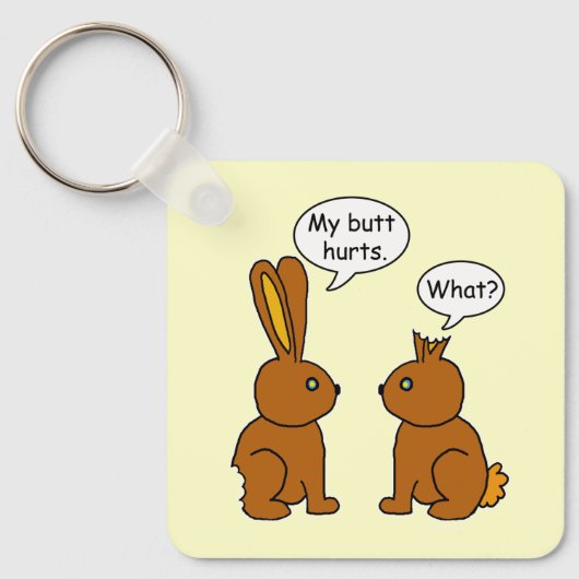 Funny My Butt Hurts Bunnies Sleutelhanger (Voorkant)