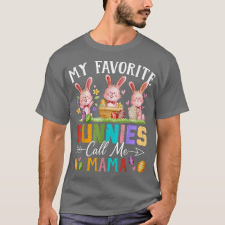 Funny My Favorite Bunnies noemen me mama Family Ea T-shirt