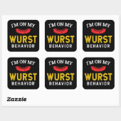 Funny My Wurst Behavior Oktoberfest Vierkante Sticker (Vel)
