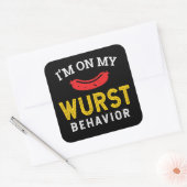 Funny My Wurst Behavior Oktoberfest Vierkante Sticker (Envelop)