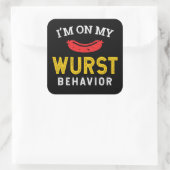 Funny My Wurst Behavior Oktoberfest Vierkante Sticker (Tas)