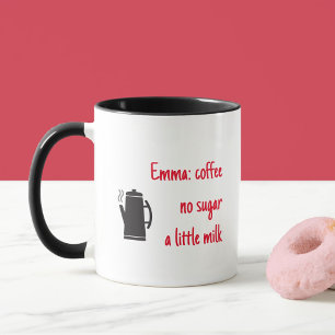 Funny name en instructies voor koffie mok