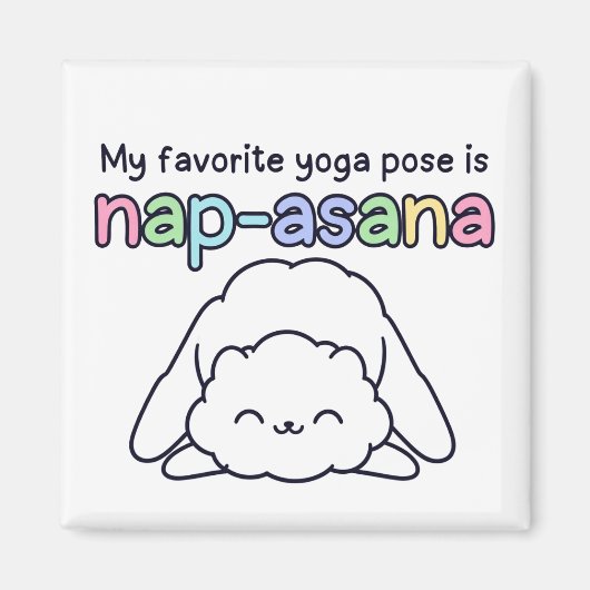 Funny "Nap-asana" Sleepy Cloud Yoga Pose Magnet (Devant)