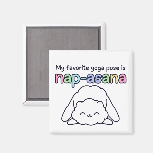 Funny "Nap-asana" Sleepy Cloud Yoga Pose Magnet Magneet (Voorkant / Achterkant)