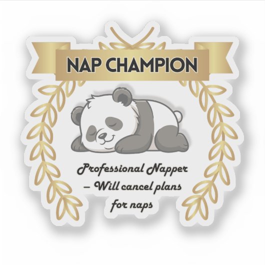 Funny Nap Champion Panda Sticker (Devant)