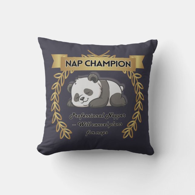Funny Nap Champion Pillow – Cute Panda Cushion Kussen (Voorkant)