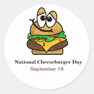 Funny National Cheeseburger Day Stickers/Name Tag