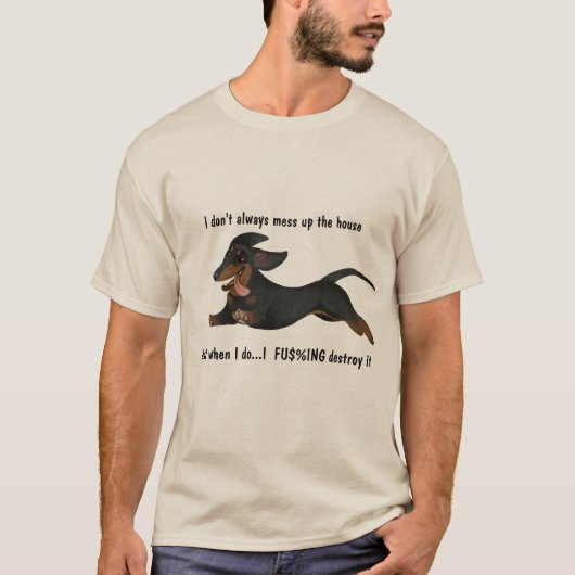 Funny Naughty Dachshund Tee Shirt (Voorkant)