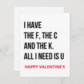 Funny Naughty Dirty Valentines carte de jour  (Devant / Derrière)