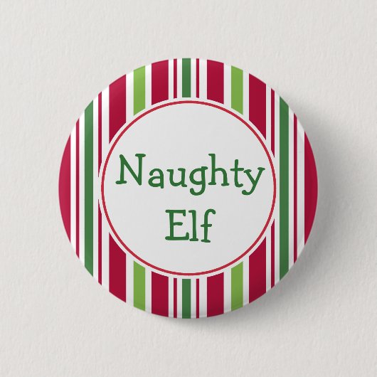Funny Naughty Elf Christmas Party Button Pin (Voorkant)