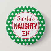Funny Naughty Elf Kerst Button Pin (Voorkant)