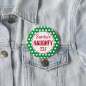 Funny Naughty Elf Kerst Button Pin (In situ)