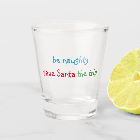 Funny Naughty Santa Humor Kerstfeestdag Shot Glas (Voorkant)