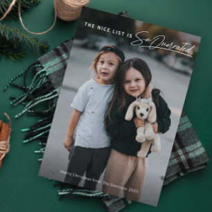 Funny Naughty The Nice List Foto Kerstmis Feestdagenkaart