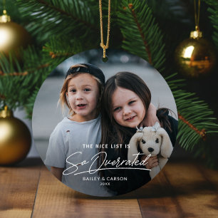 Funny Naughty The Nice List Foto Kerstmis Keramisch Ornament