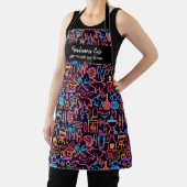 Funny Neon BBQ Food Pattern Custom Chef Cafe Name Schort (Insitu)