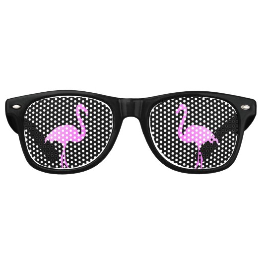 Funny neon roze flamingo vogelfeest retro zonnebril (Voorkant)
