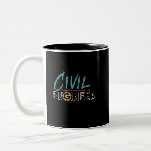Funny Nerd Engineer Civil Engineering student Tweekleurige Koffiemok (Links)