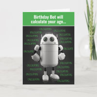 Funny Nerdy Robot calcule la carte d'âge d'anniver