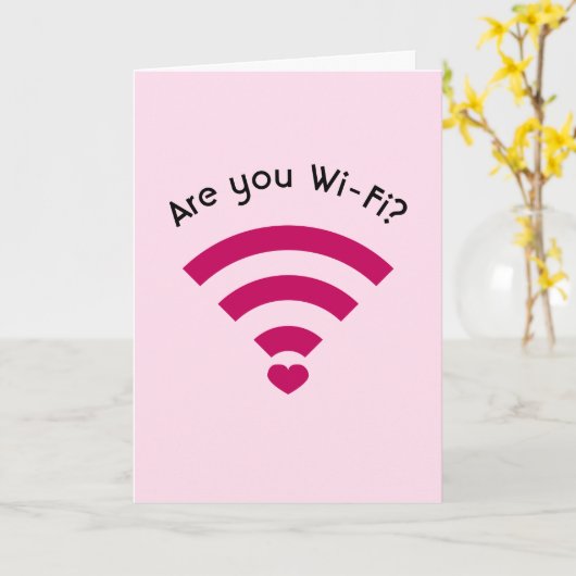 Funny Nerdy Wi-Fi Valentijnse  Kaart (Gele Bloem)