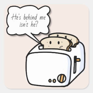 Funny Nervous Toast Cartoon Vierkante Sticker