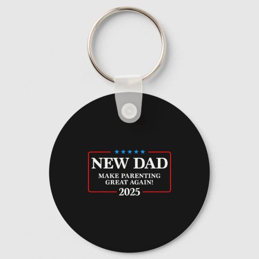 Funny New Dad Est 2025 Make Parenting Great Again  Sleutelhanger (Voorkant)
