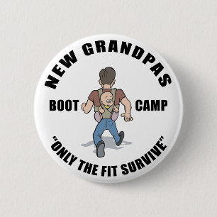 Funny New Grandpa Boot Camp Ronde Button 5,7 Cm