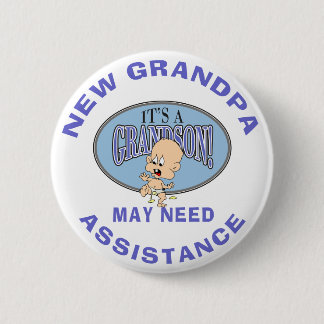 Funny New Grandpa heeft misschien hulp nodig Ronde Button 5,7 Cm