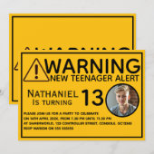 Funny New teenager 13th Birthday Invitation Kaart (Voorkant / Achterkant)