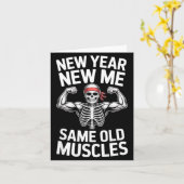 Funny New Year Gym Skeleton Resolution Workout Hum Kaart (Gele Bloem)