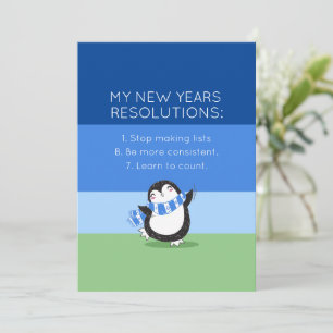 Funny New Year Resolution Holiday Kaart in Blue