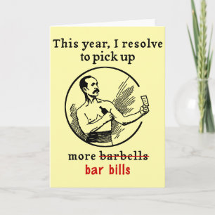 Funny New Year Resolution Retro Beer Drinker Feestdagen Kaart