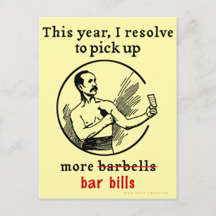 Funny New Year Resolution Retro Beer Drinker Feestdagenkaart