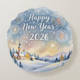 Funny New Year Round Pillow Rond Kussen