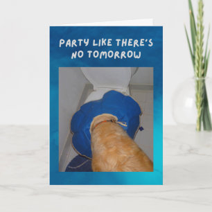 Funny New Years Card, hond met kop in het toilet Kaart