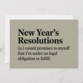 Funny New Year's Resolutions Sarcastic New Year   Kaart (Voorkant / Achterkant)